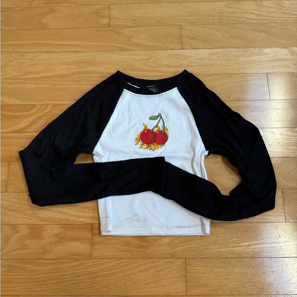 Fiery Cherry Long Sleeve Ribbed Shirt